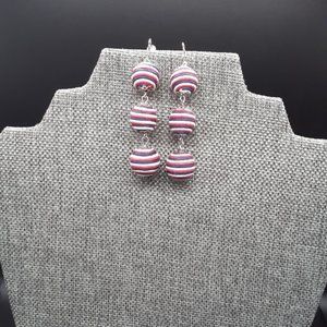 New! Tiered Red, White, Blue Dangle Drop Earrings